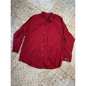 Roundtree Yorke Gold Label Dress Shirt Men's XL Red Plaid Button Down Shirt